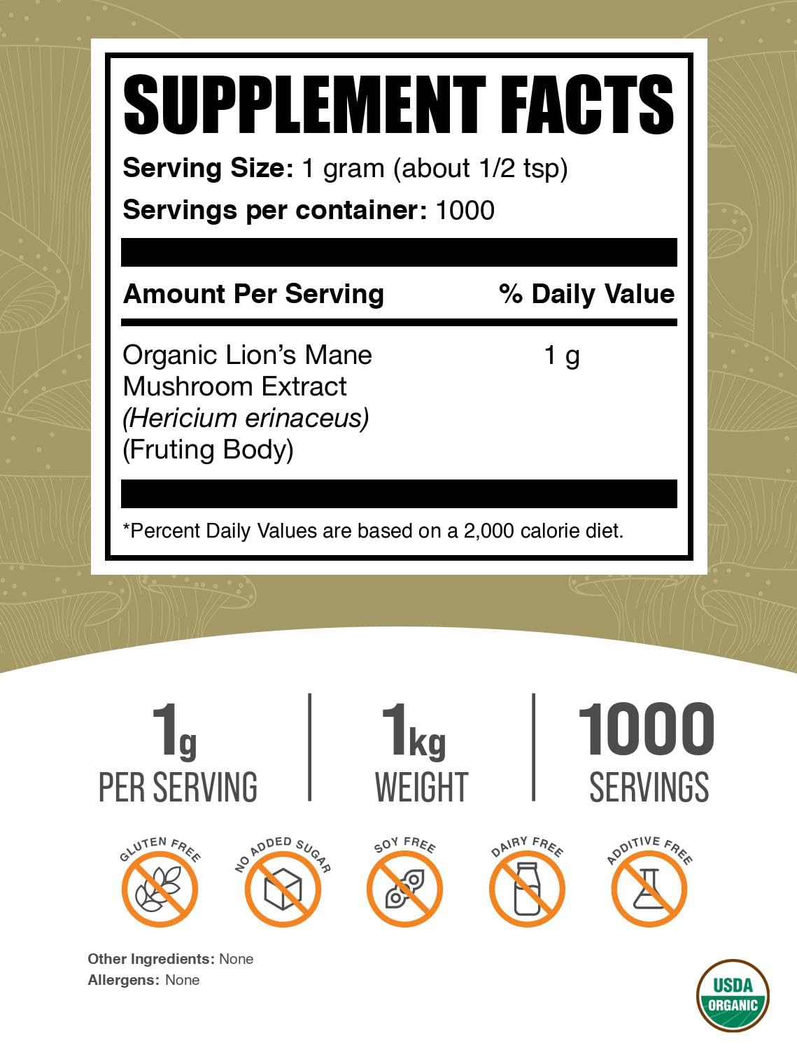 Close-up of Lion's Mane Mushroom Extract Powder with scoop