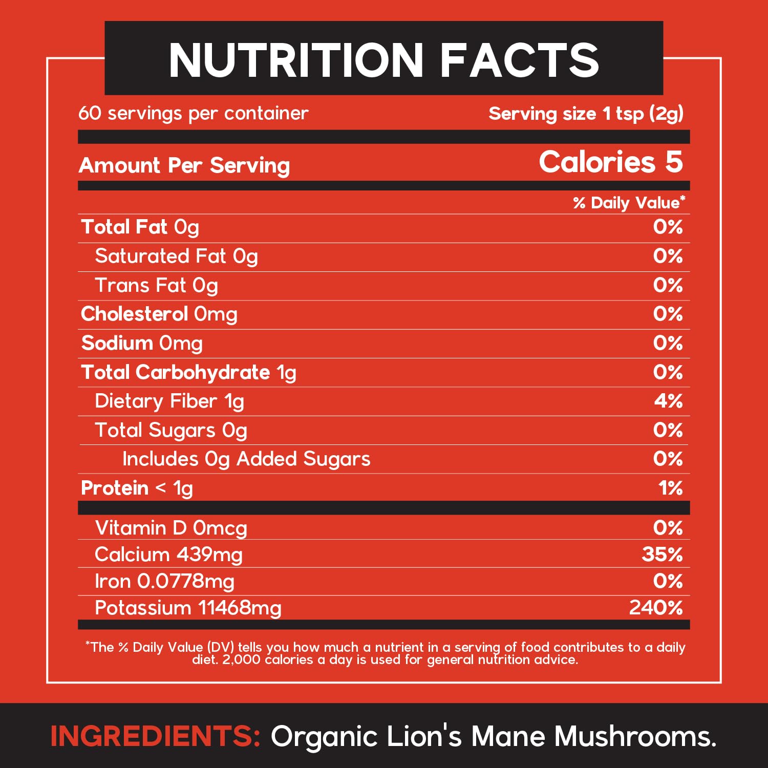 Jar label with serving information (2.12oz)