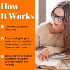 Organic Lions Mane powder capsules for cognitive support