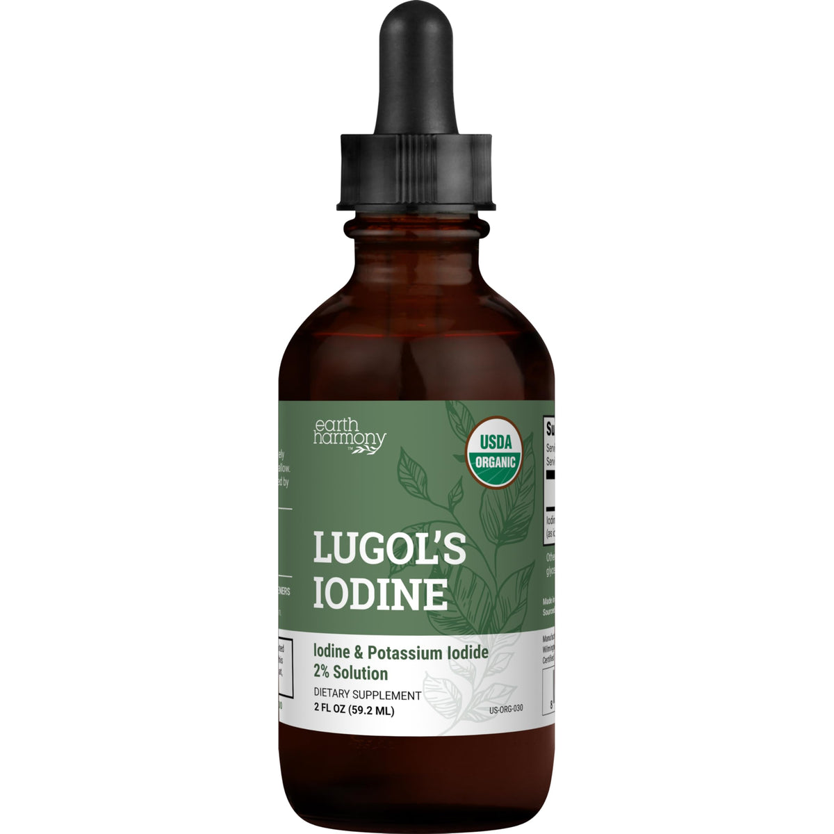 Organic Lugol's Iodine 2% solution bottle 2 oz