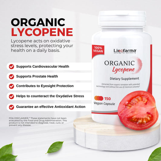 Close-up of Organic Lycopene capsules