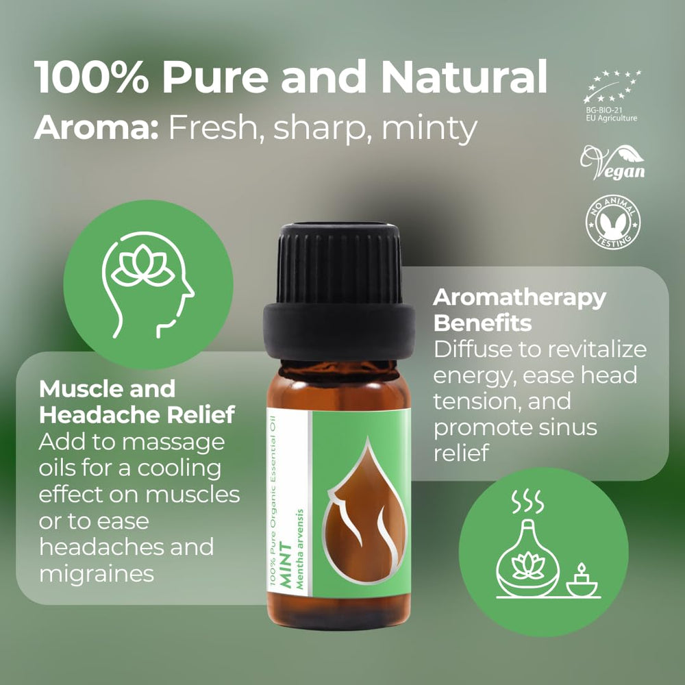 Mint essential oil harvested on the Danube region farm in Bulgaria