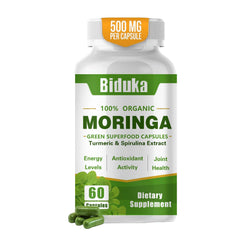 Bottle of Organic Moringa Capsules 1000mg with label