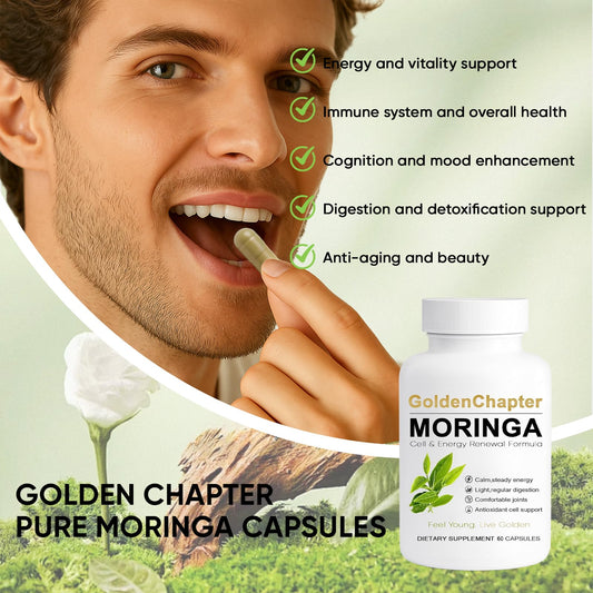 Organic moringa leaf powder close-up