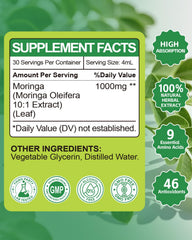 Organic Moringa Liquid Drops bottle side view
