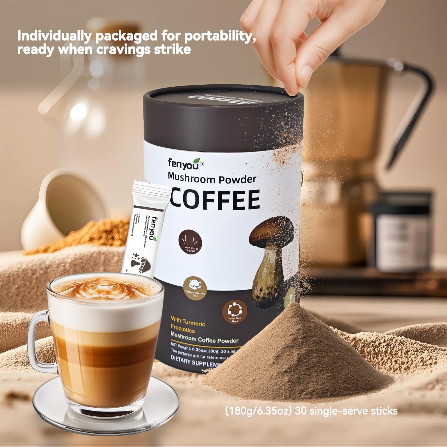 30 single-serve packets of Organic Mushroom Coffee