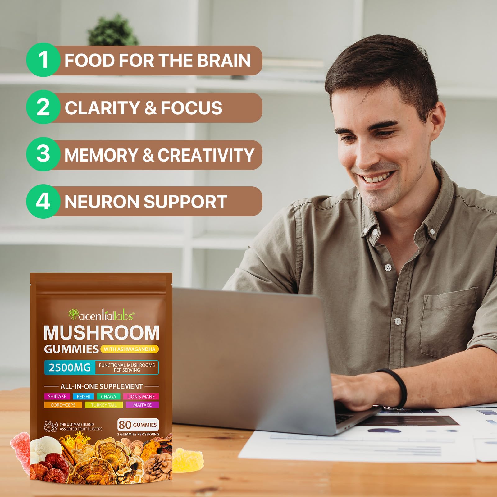 Organic mushroom supplement packaging