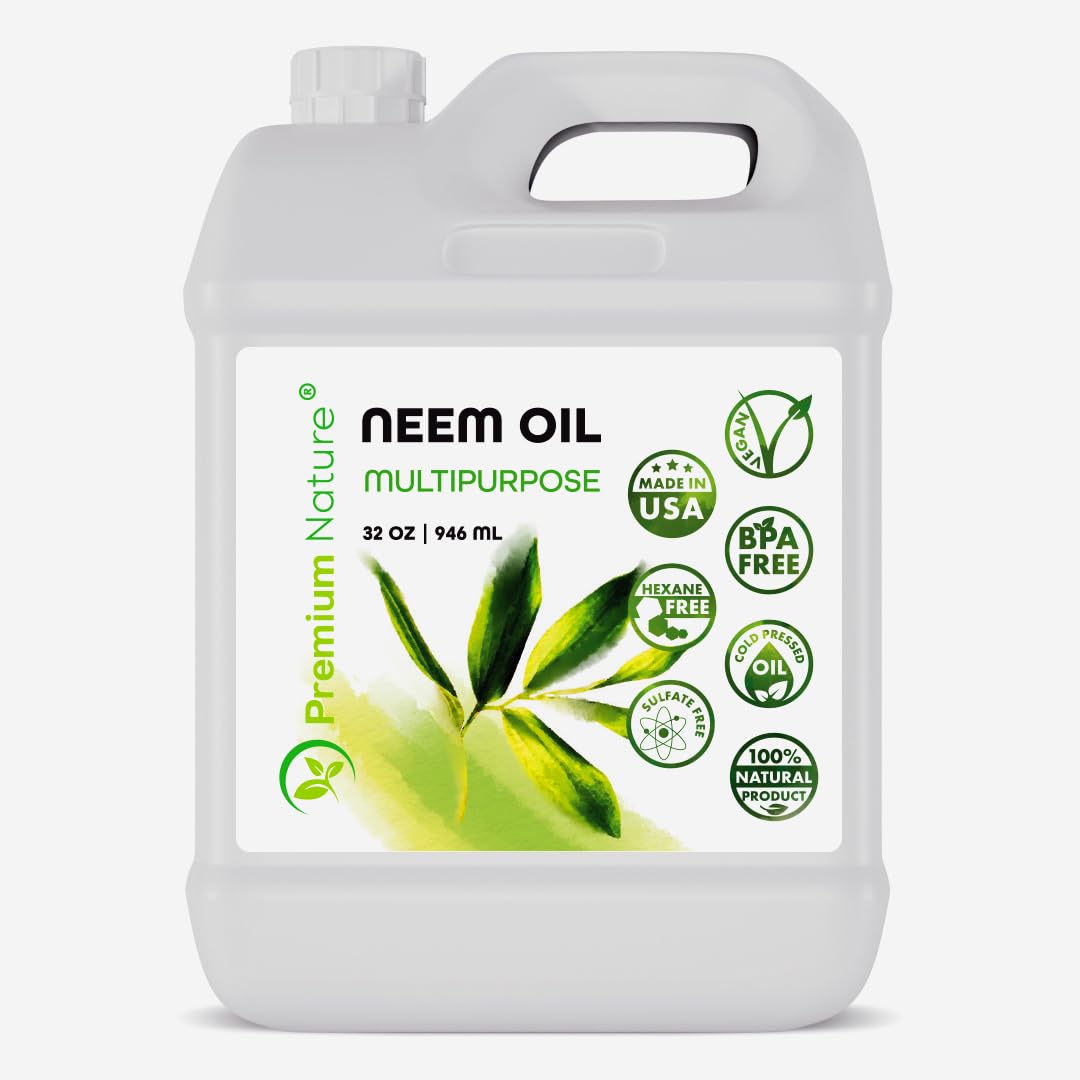 Organic neem oil bottle, 32 oz, cold-pressed