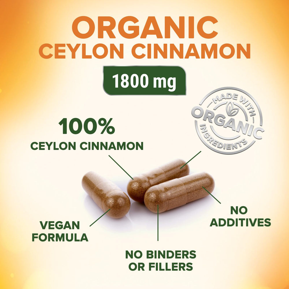 Organic non-GMO sugar-free Ceylon cinnamon capsules