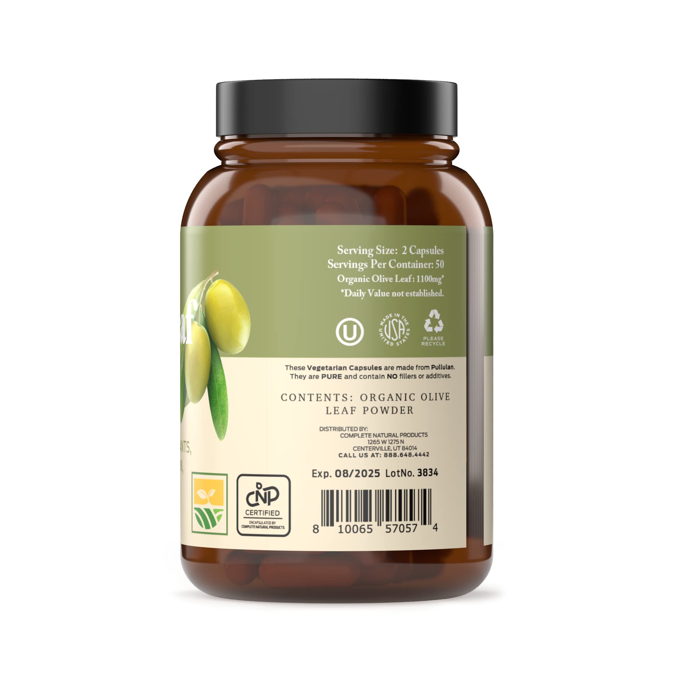 Bottle label showing 550mg per capsule