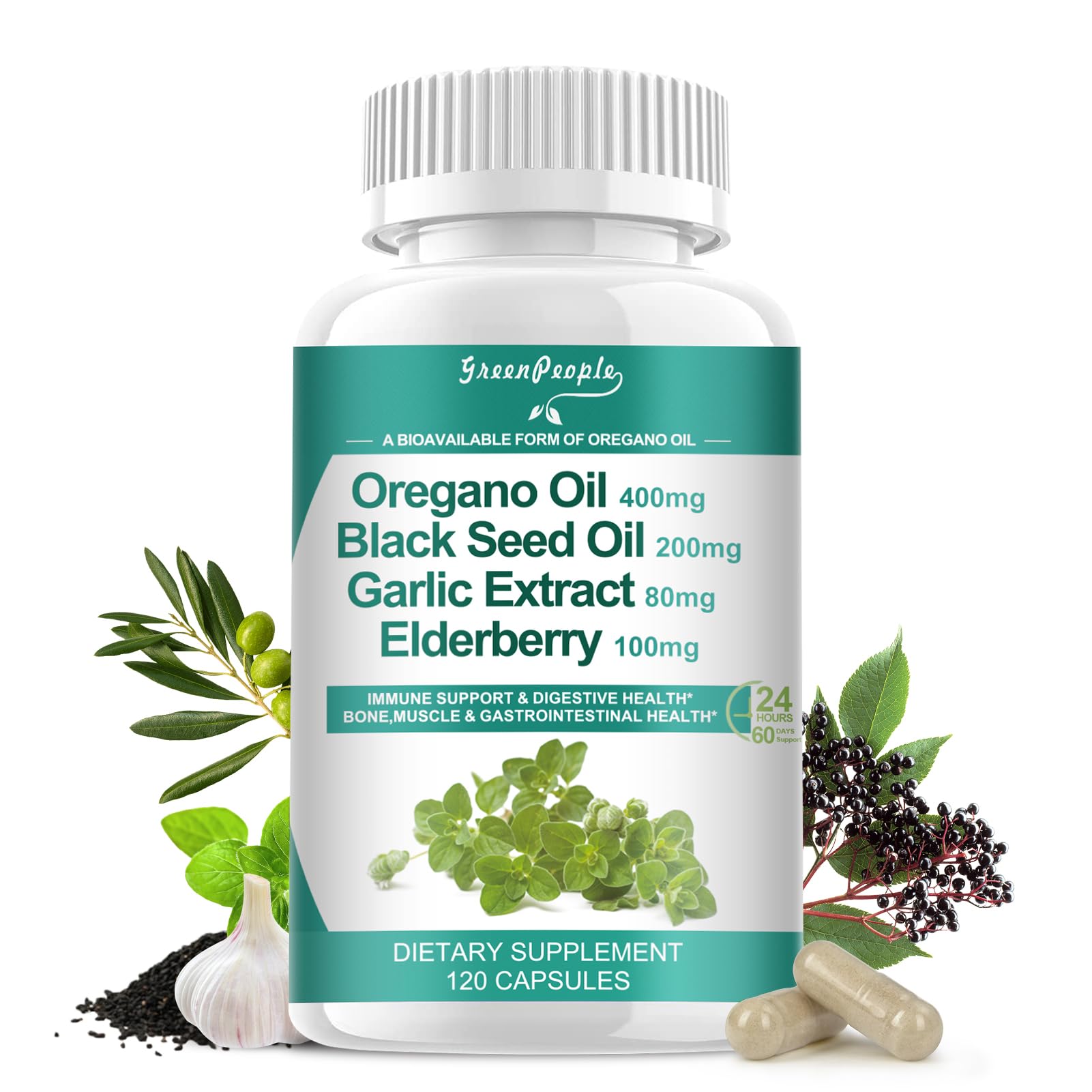 Organic oregano oil capsules bottle – 120 count
