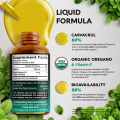 Non-GMO vegan oregano oil drops packaging