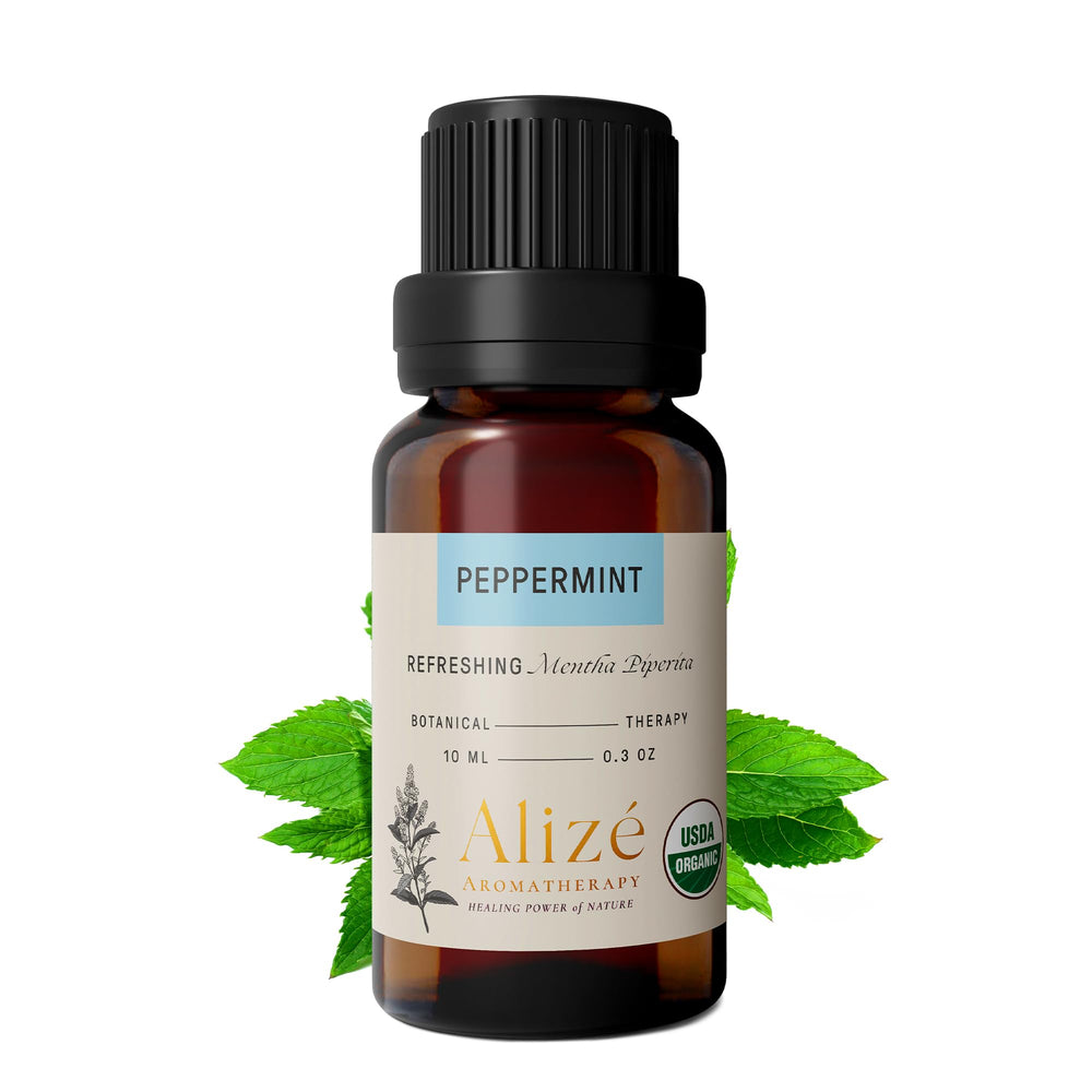 Organic peppermint essential oil bottle 10ml