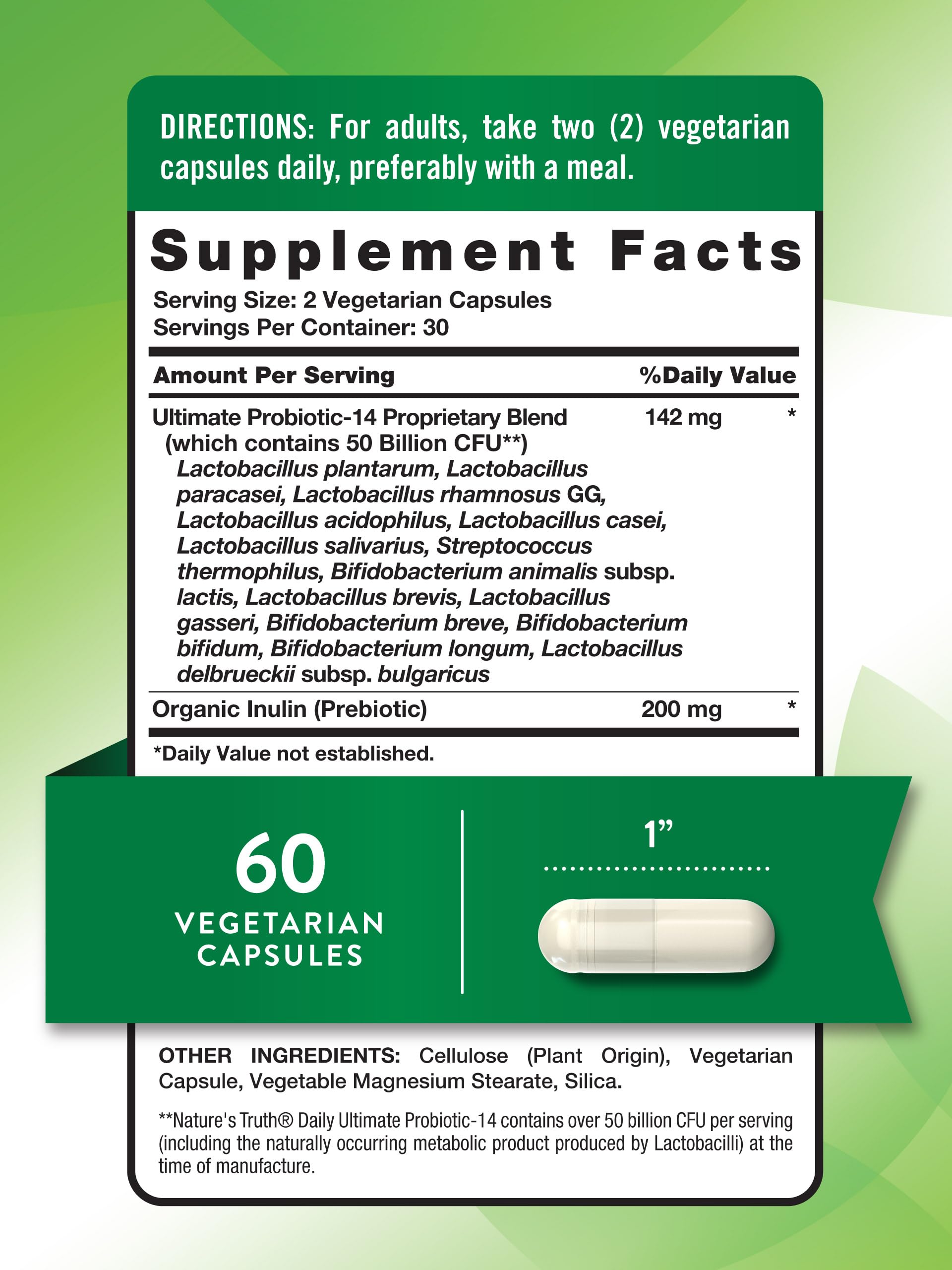 Contains 200 mg organic prebiotic inulin