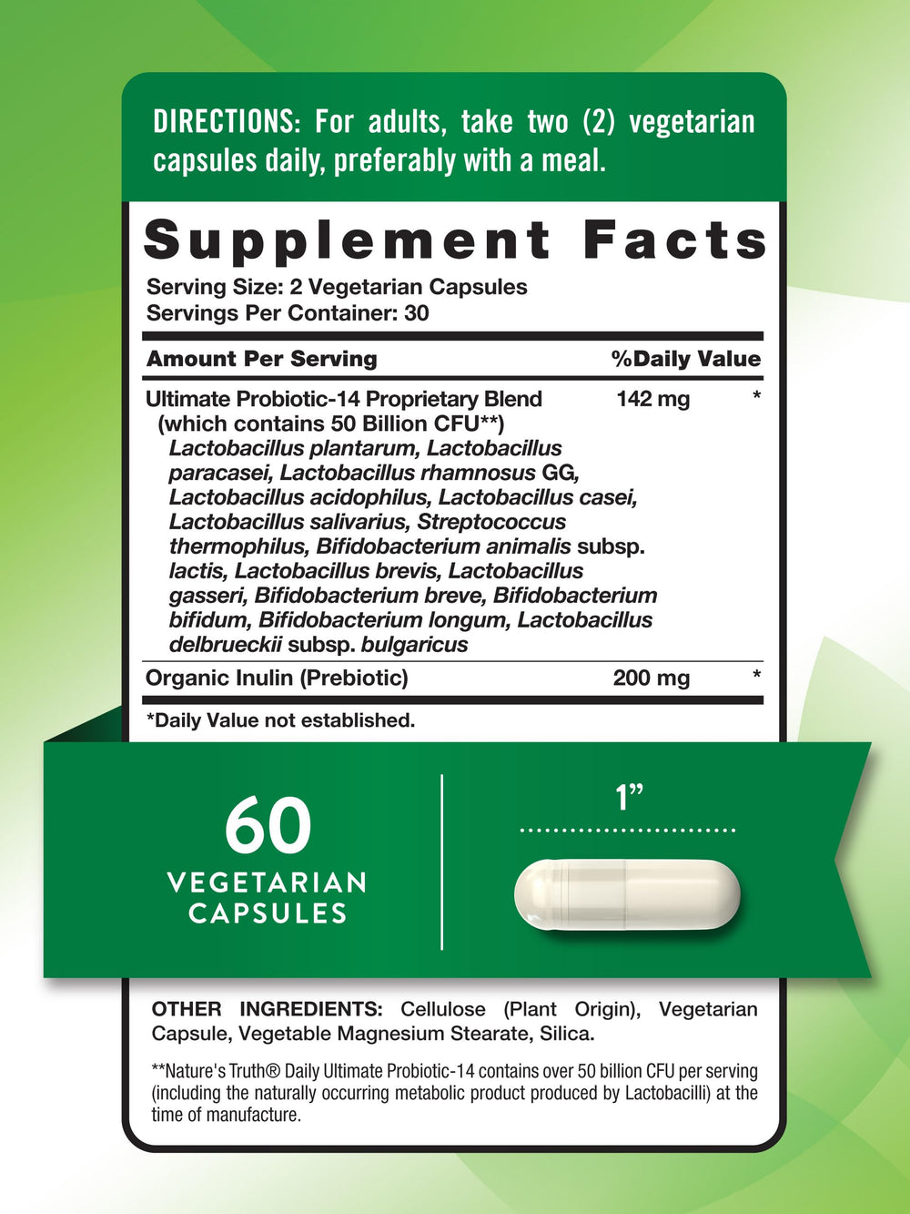 Contains 200 mg organic prebiotic inulin