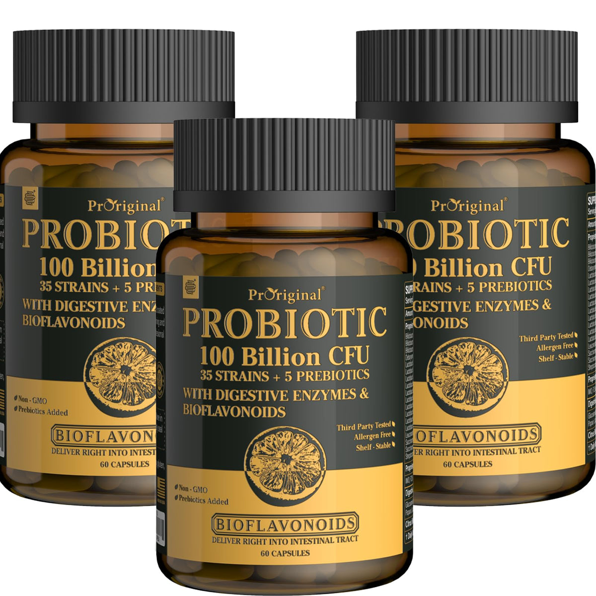 Organic Probiotics bottle showing 100 Billion CFU and 35 strains