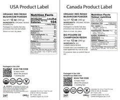 Ingredients: Organic Red Reishi Mushroom Powder (no additives) label