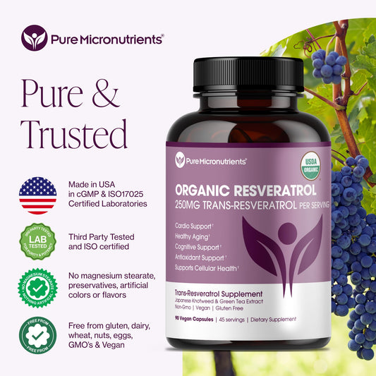 Close-up of trans-resveratrol capsules