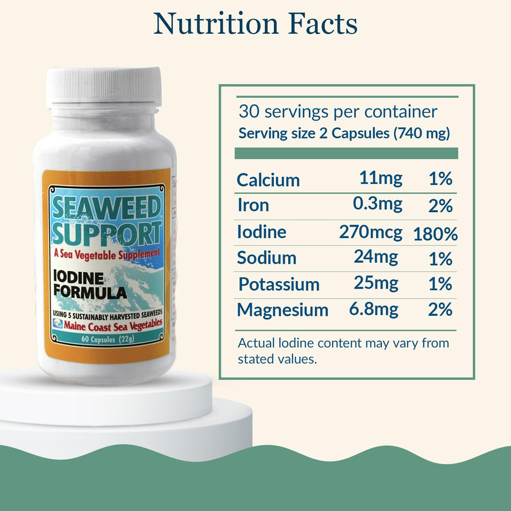 Close-up of organic seaweed blend ingredients: Alaria, Bladderwrack, Rockweed, Dulse, Sea Lettuce