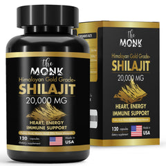 Organic Shilajit Gold Grade Plus bottle with 120 capsules, USA made
