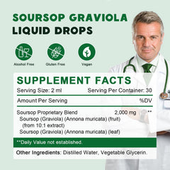 Organic soursop graviola liquid drops bottle close-up