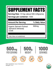 Serving size visualization for Organic Spinach Extract Powder, 500mg
