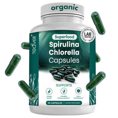 Bottle of Organic Spirulina & Chlorella Capsules (90 count)