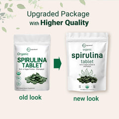 Nutrition facts and organic spirulina ingredients