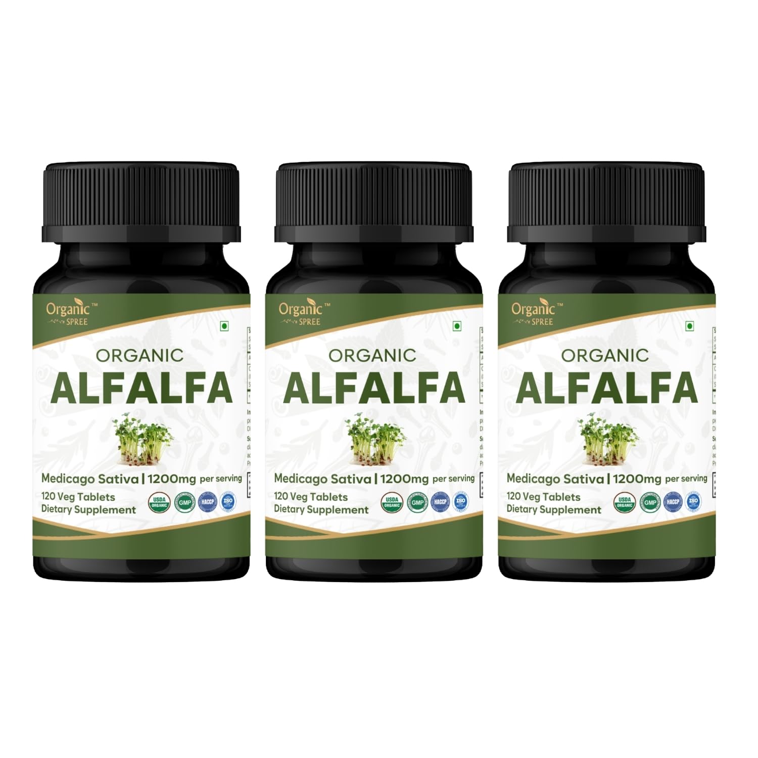 Organic Spree Alfalfa 120-tablet bottle