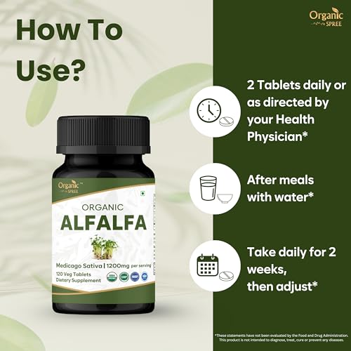 Supplement facts panel for Organic Spree Alfalfa