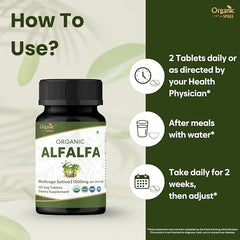 Supplement facts panel for Organic Spree Alfalfa