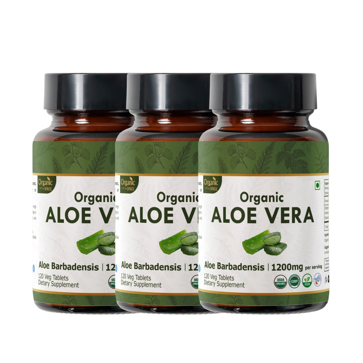 Organic Spree Aloe Vera Tablets 120ct front packaging