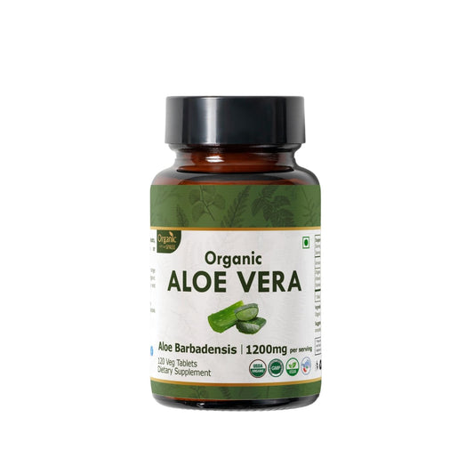 Organic Spree Aloe Vera Tablets bottle on white background