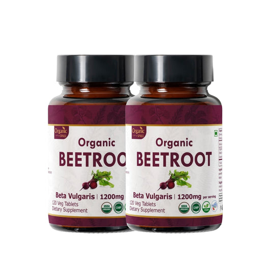 Front view of Organic Spree Beetroot 120 Tablets bottle