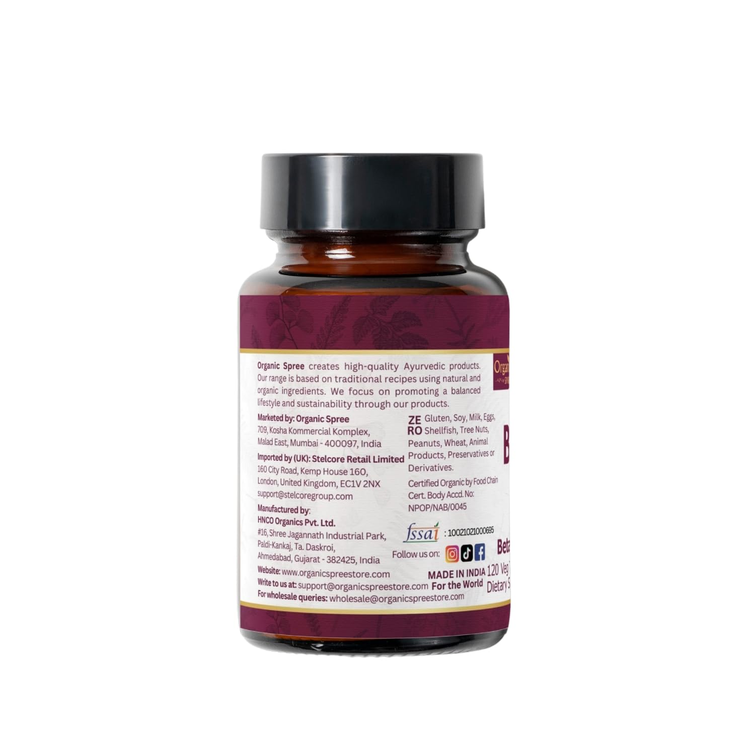 Nutrition facts panel for Beetroot tablets