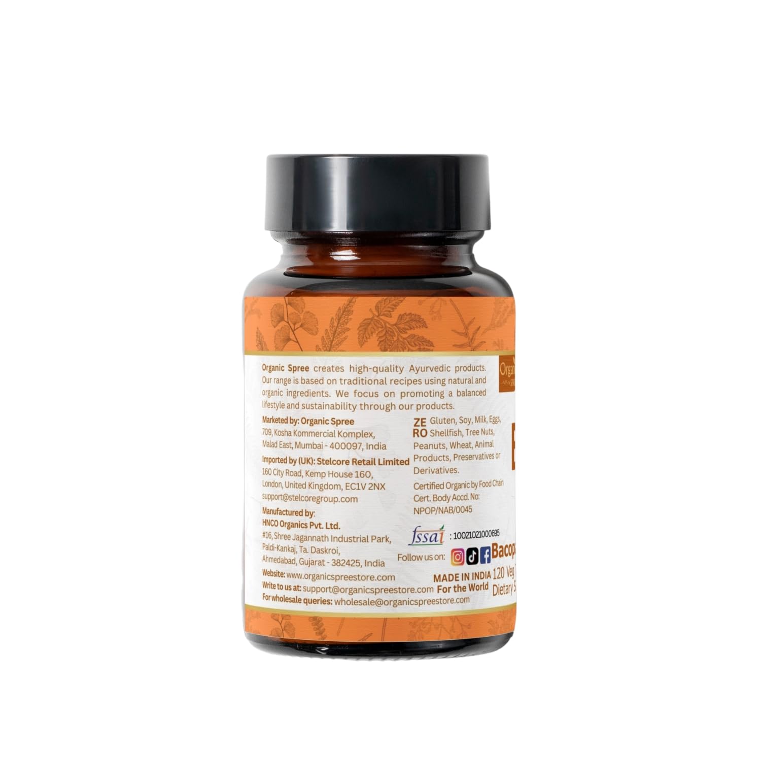 Brahmi leaf and product label