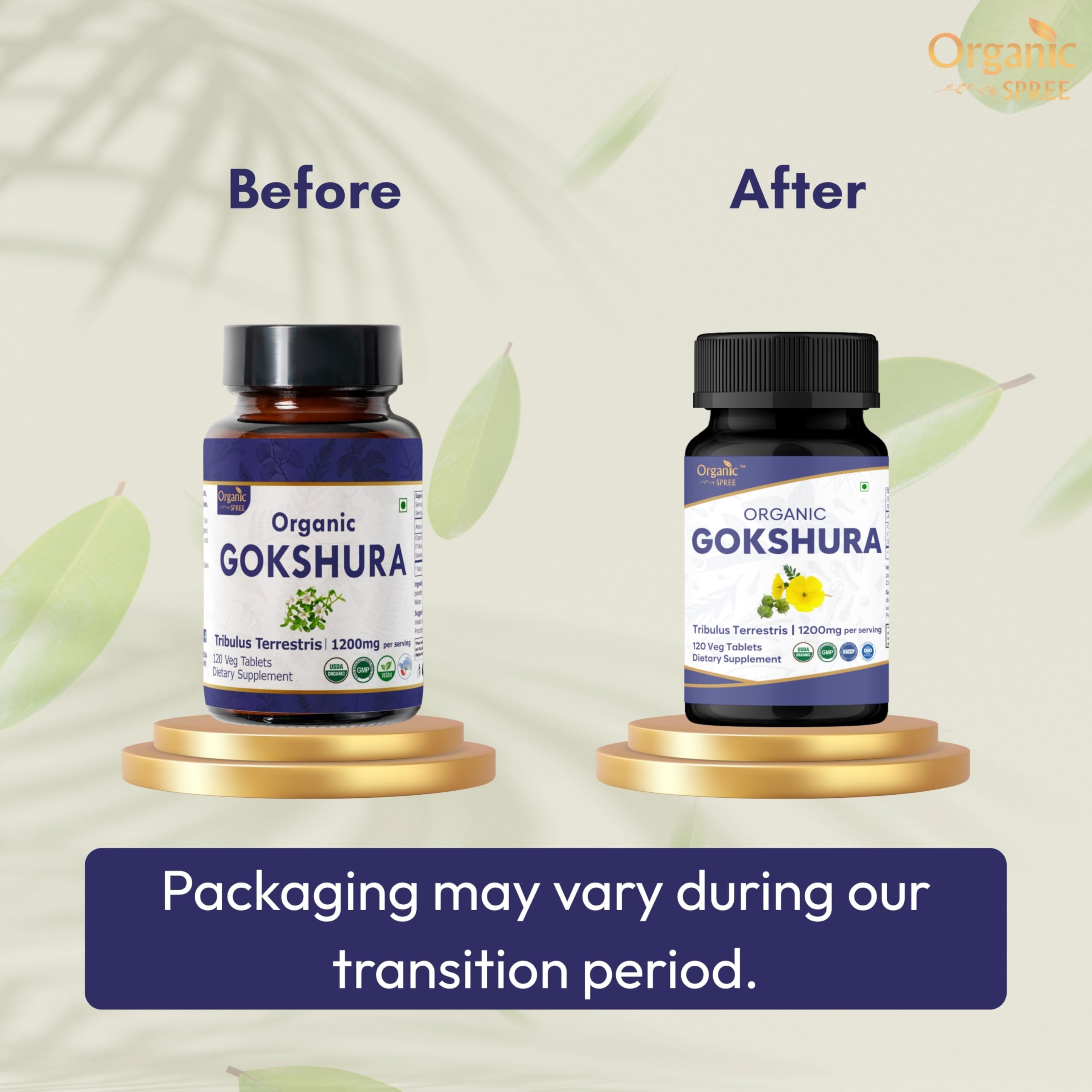 Gokshura 120 Tablets bottle with label—side view