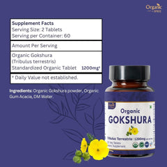 Back of bottle showing supplement facts for Organic Spree Gokshura