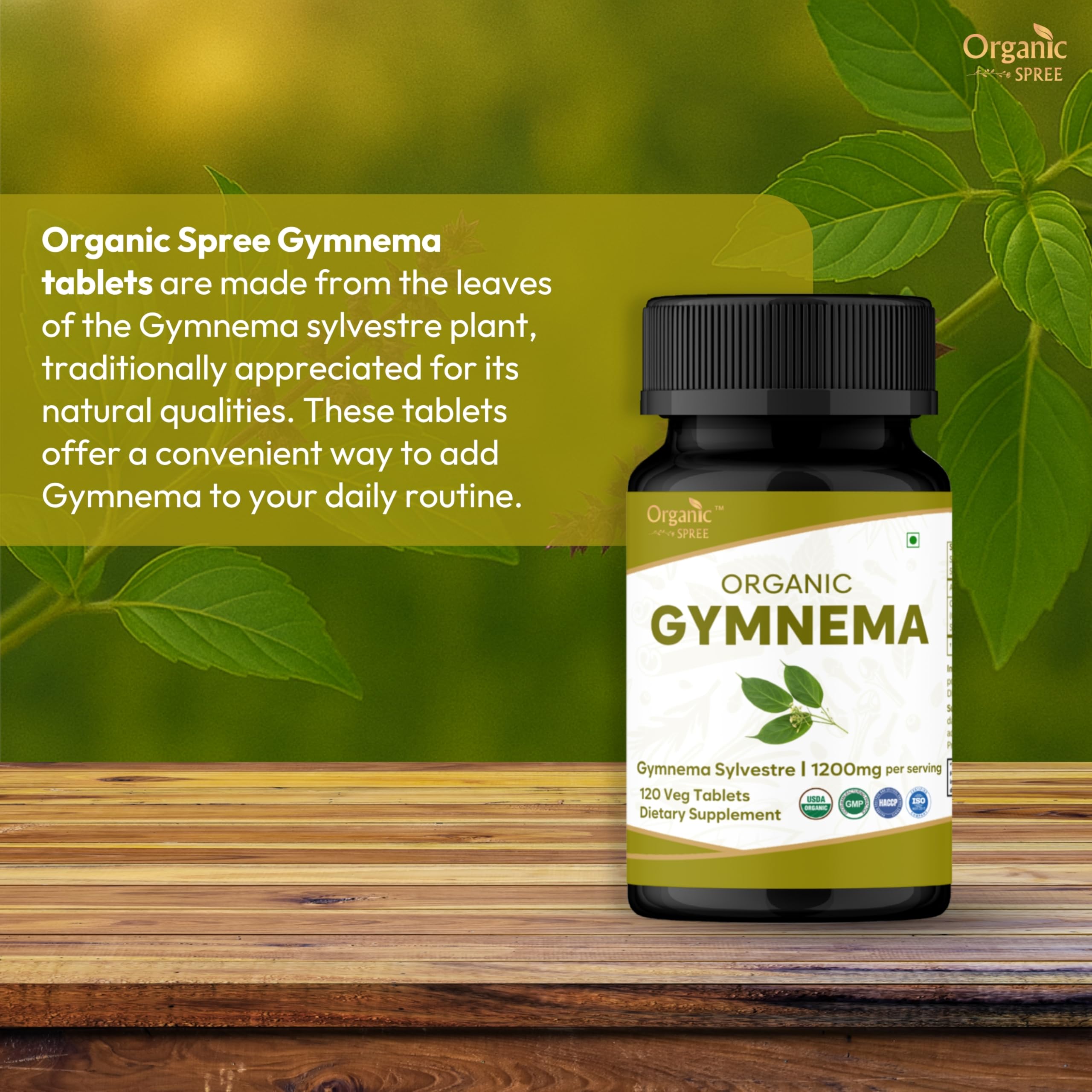Gymnema supplement powder and tablets close-up