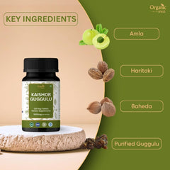 Close-up of Organic Spree Kaishor Guggulu bottle label