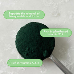 Spirulina powder packaging with Organic Traditions branding