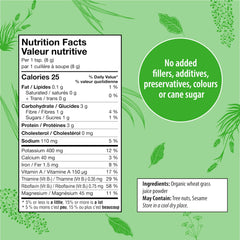 Nutrition highlights of Organic Traditions Wheat Grass Powder