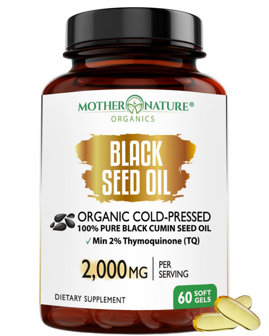 Bottle of Organic Turkish Black Seed Oil Capsules, 60 count