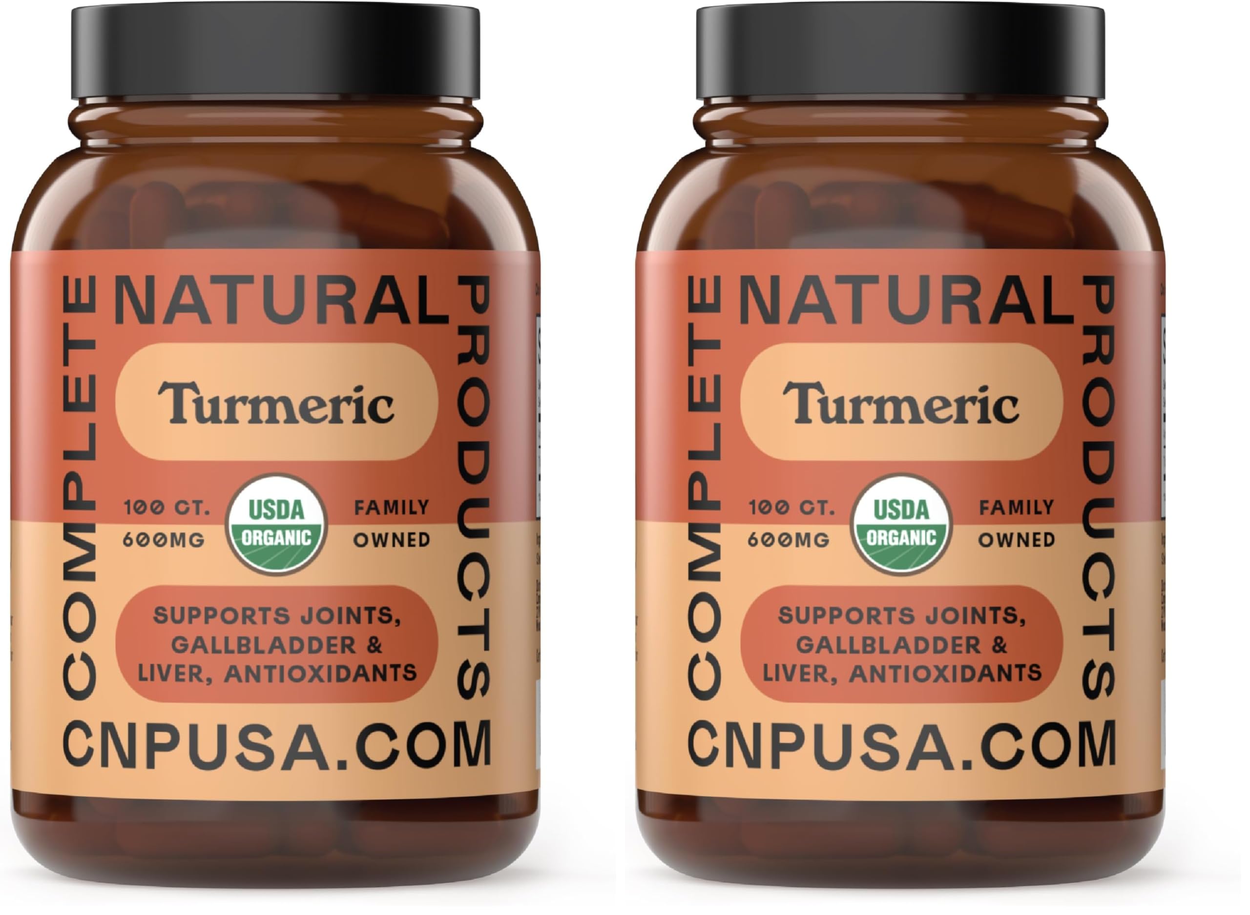 Organic Turmeric Capsules Pack 2 bottle with label