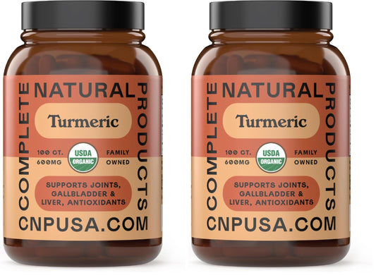 Organic Turmeric Capsules Pack 2 bottle with label