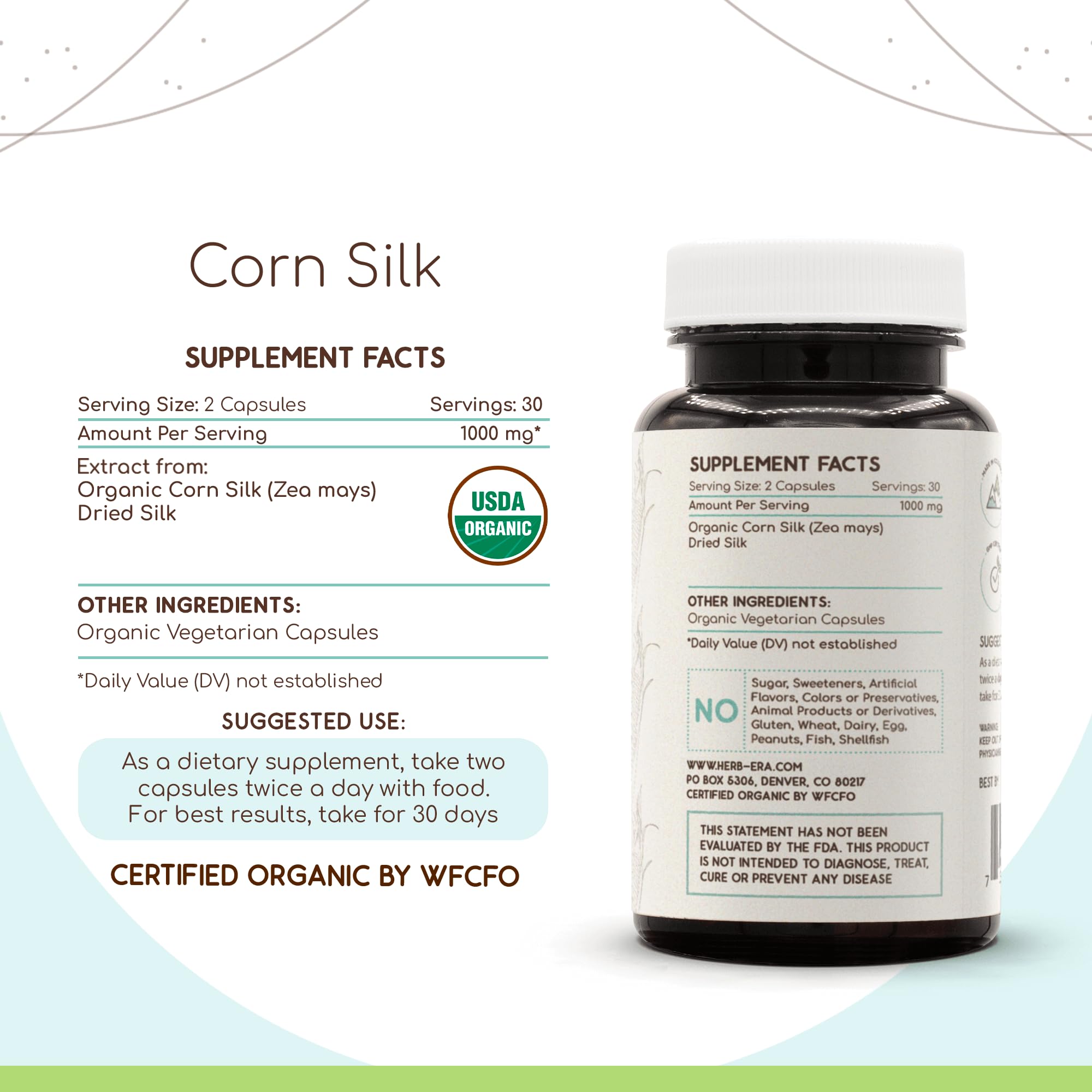 USDA Organic certification label for HerbEra Corn Silk