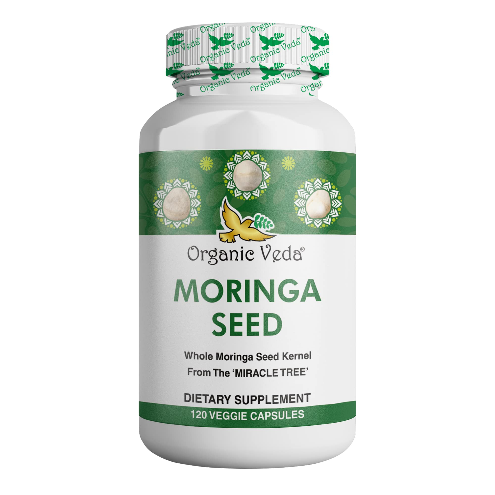 Bottle of Organic Veda Moringa Seed Capsules - 120 count