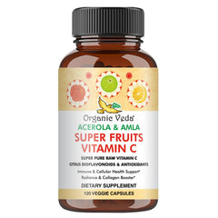 Hero image: Organic Veda Superfruits Vitamin C bottle with Acerola cherry and Amla berry