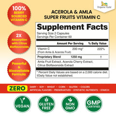 Close-up of Organic Veda Vitamin C bottle label