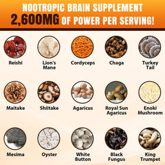 Organic vegan, gluten-free, non-GMO mushroom capsules